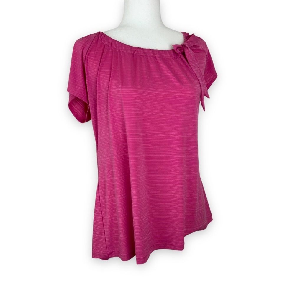 Vintage Susie Viva Magenta blouse with bow and adjustable neckline XL